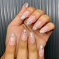 Nude glitter floral nails