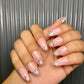Nude glitter floral nails