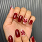 Mehroon floral nails