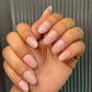 Pink chrome silver french nails
