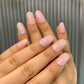 Pink chrome silver french nails