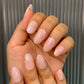 Pink chrome silver french nails