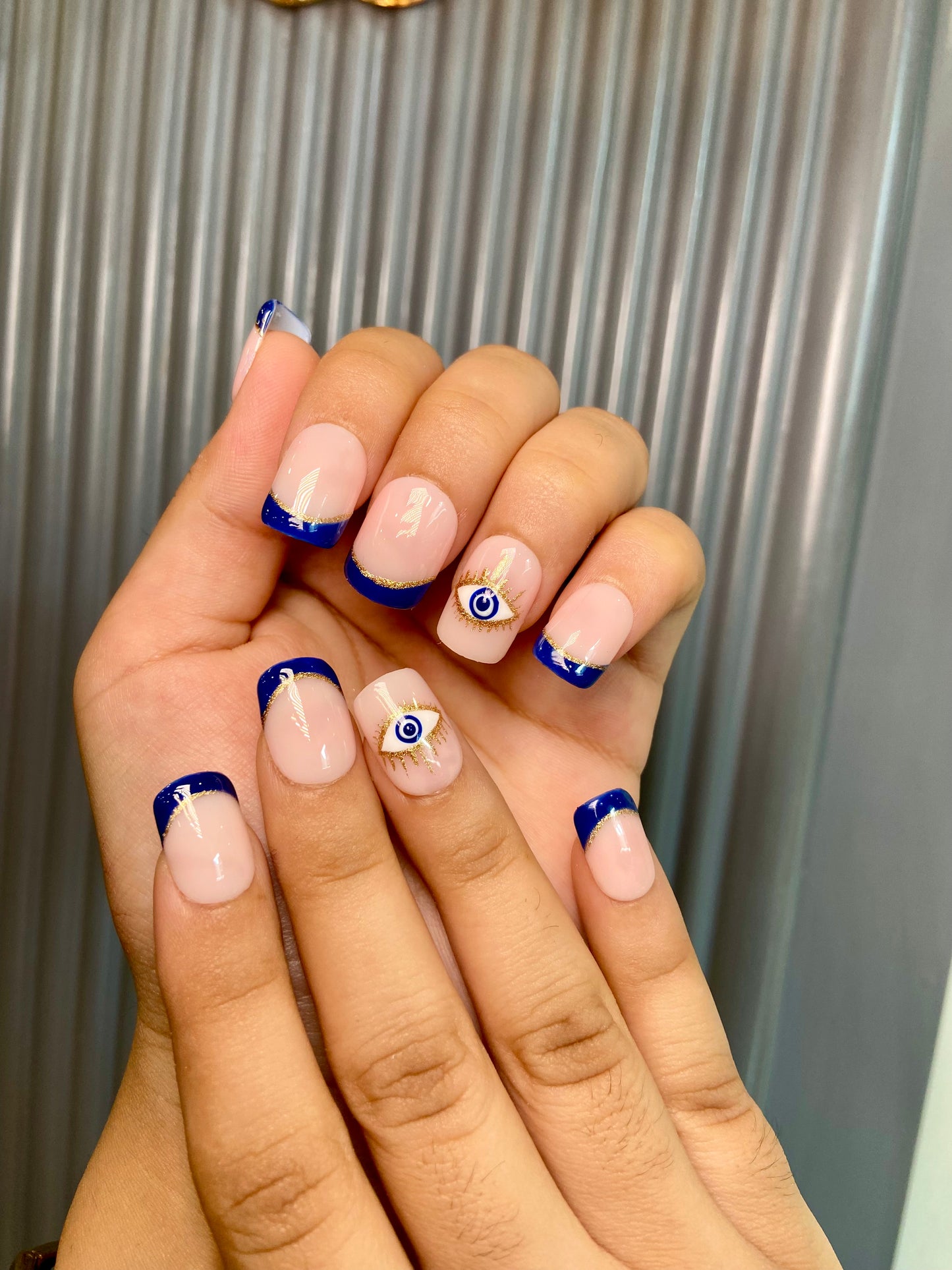 French blue evil eye nails