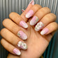 Ombre 3d floral stone nails
