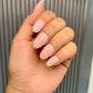Pink chrome silver french nails