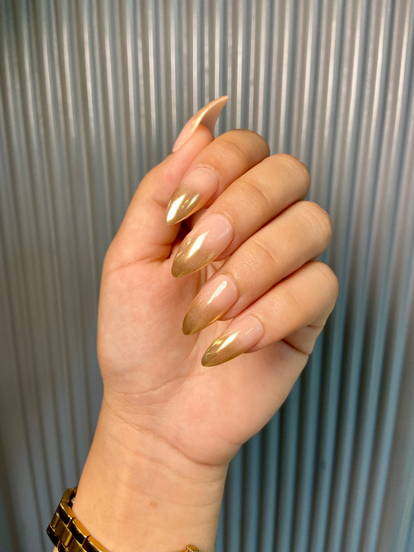 Gold ombre nails