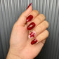 Mehroon floral nails