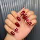 Mehroon floral nails