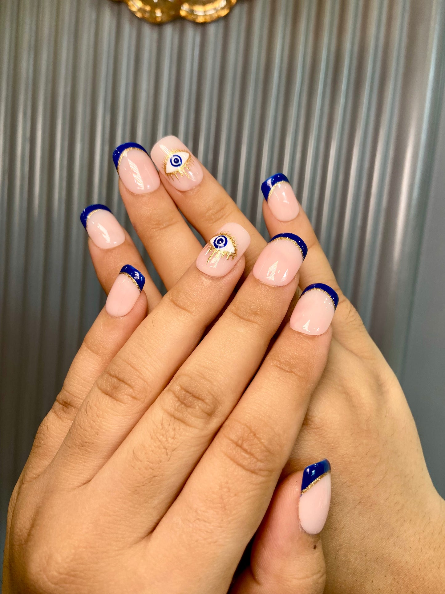 French blue evil eye nails