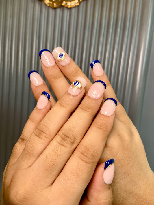 French blue evil eye nails