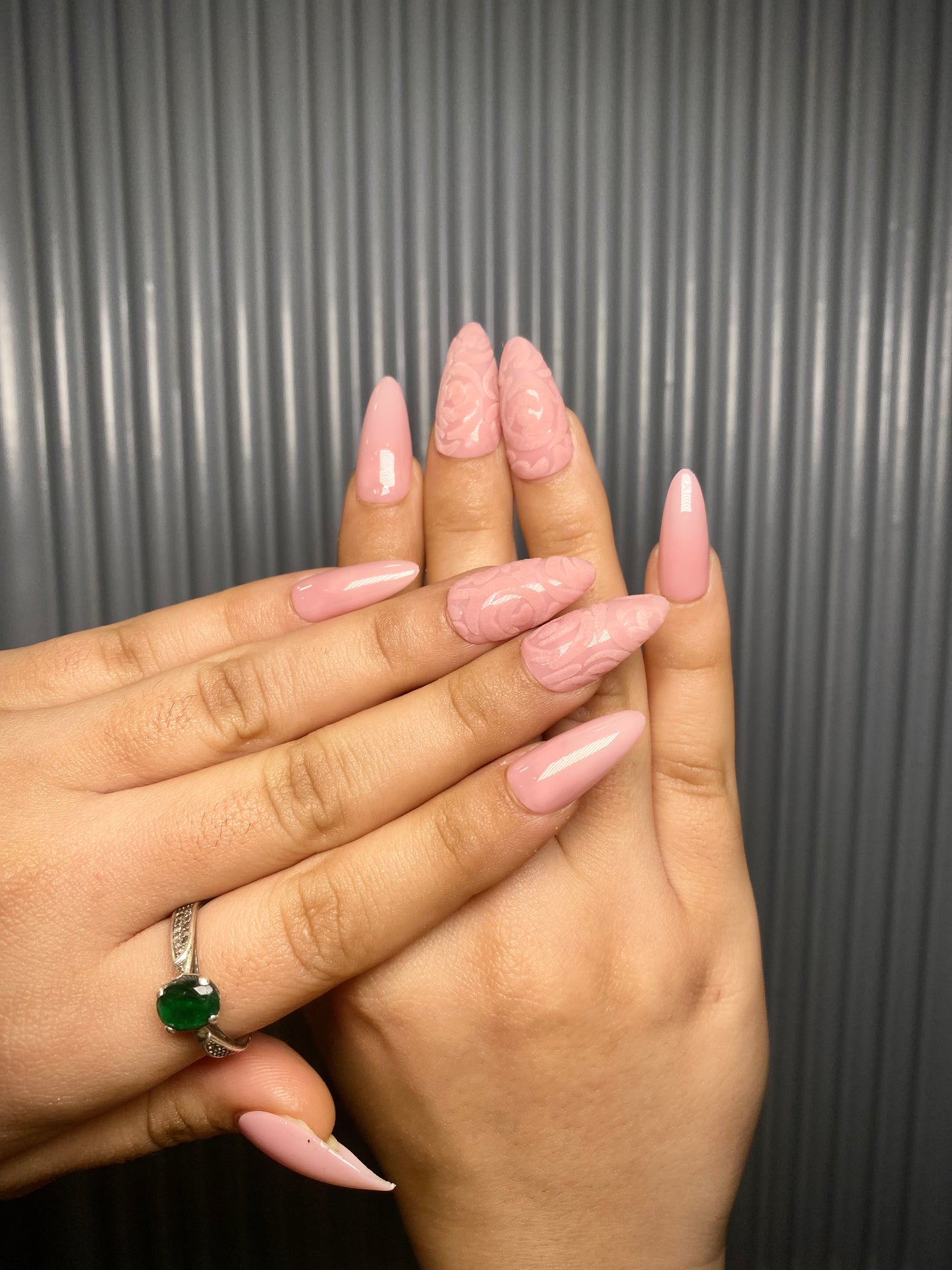 Pink flora nails