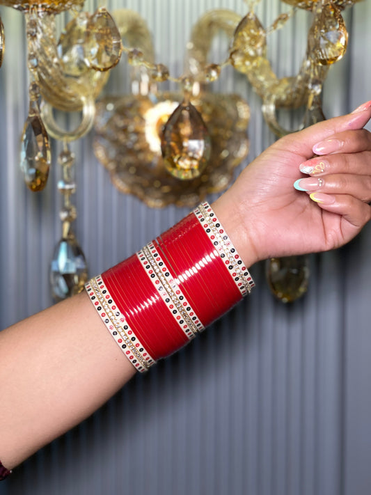 Traditional chuda with Ad Bangles Red