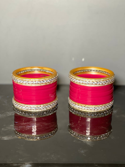 Traditional chuda with Ad Bangles Sky Rani