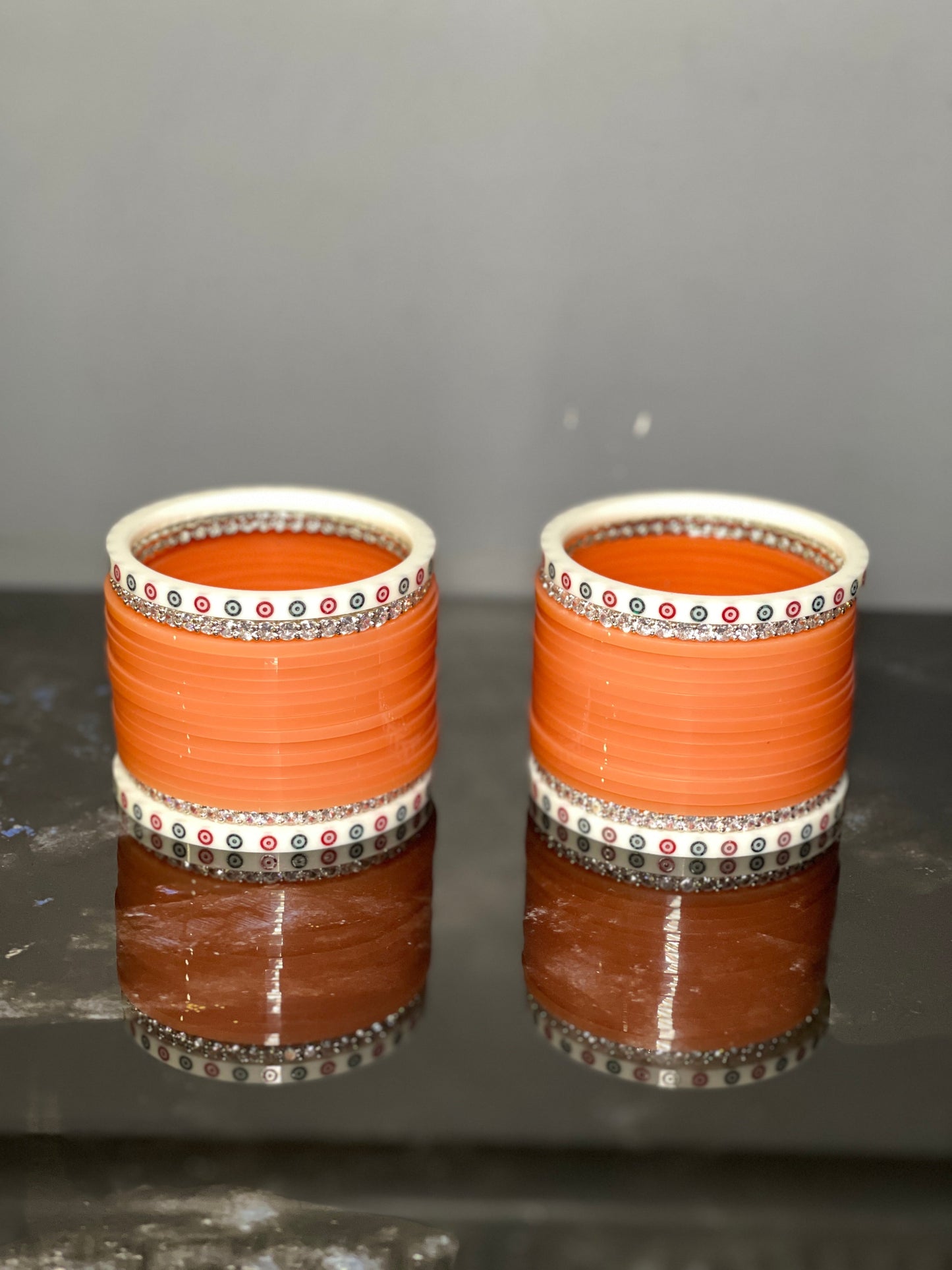 Traditional chuda with Ad Bangles Orange paired