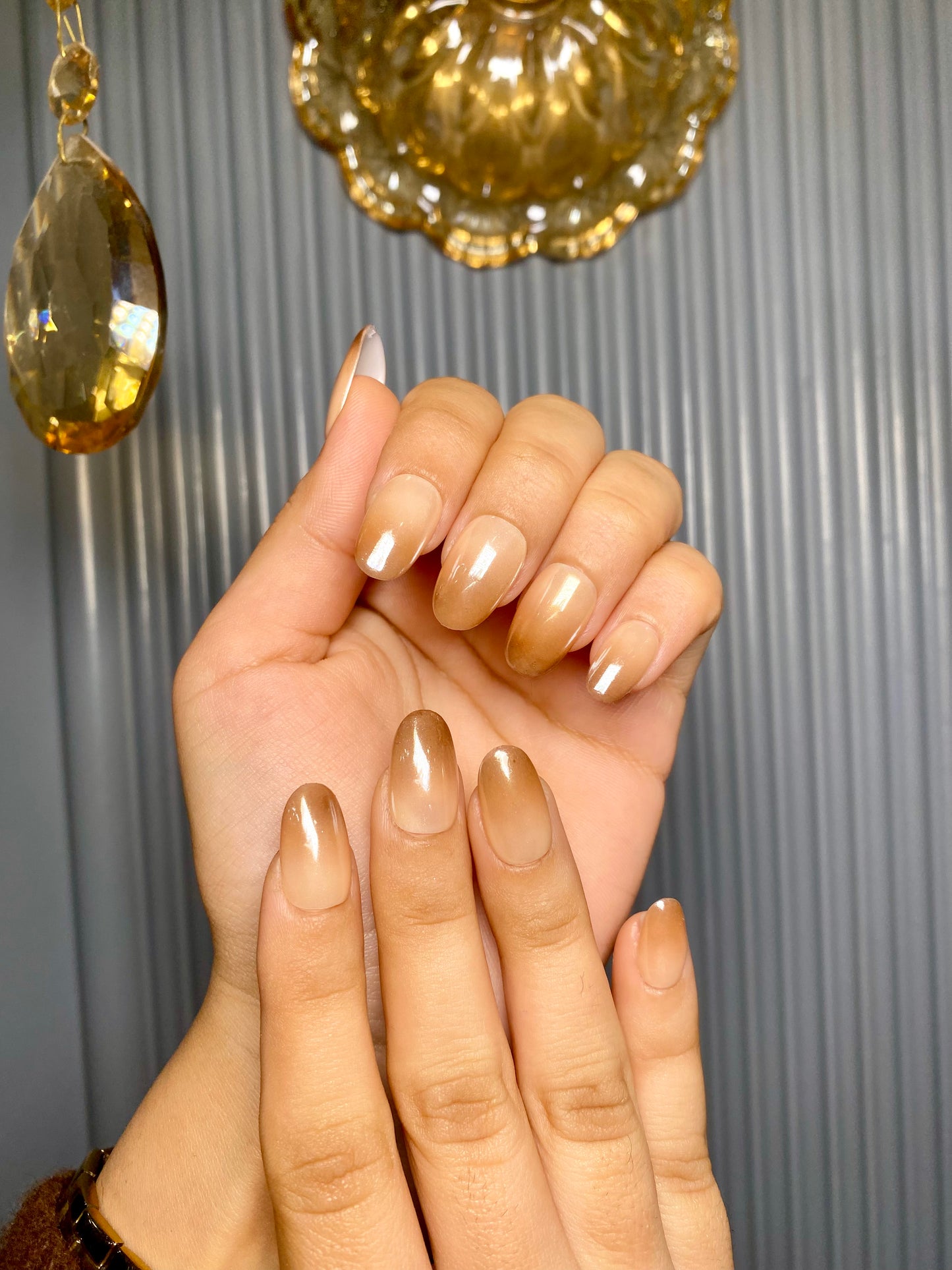 Brown ombré + chrome