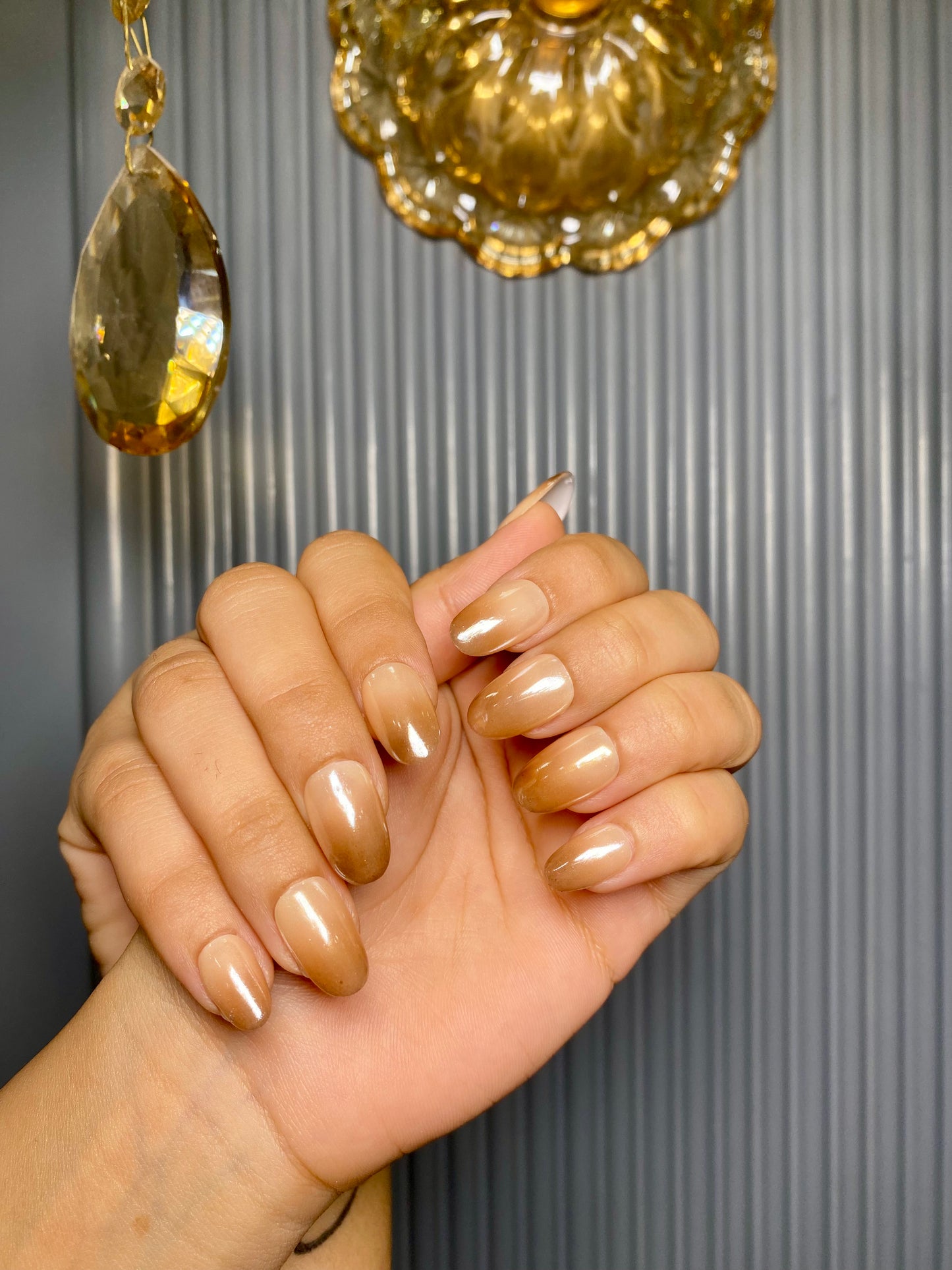 Brown ombré + chrome