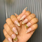 Nude bow french nails