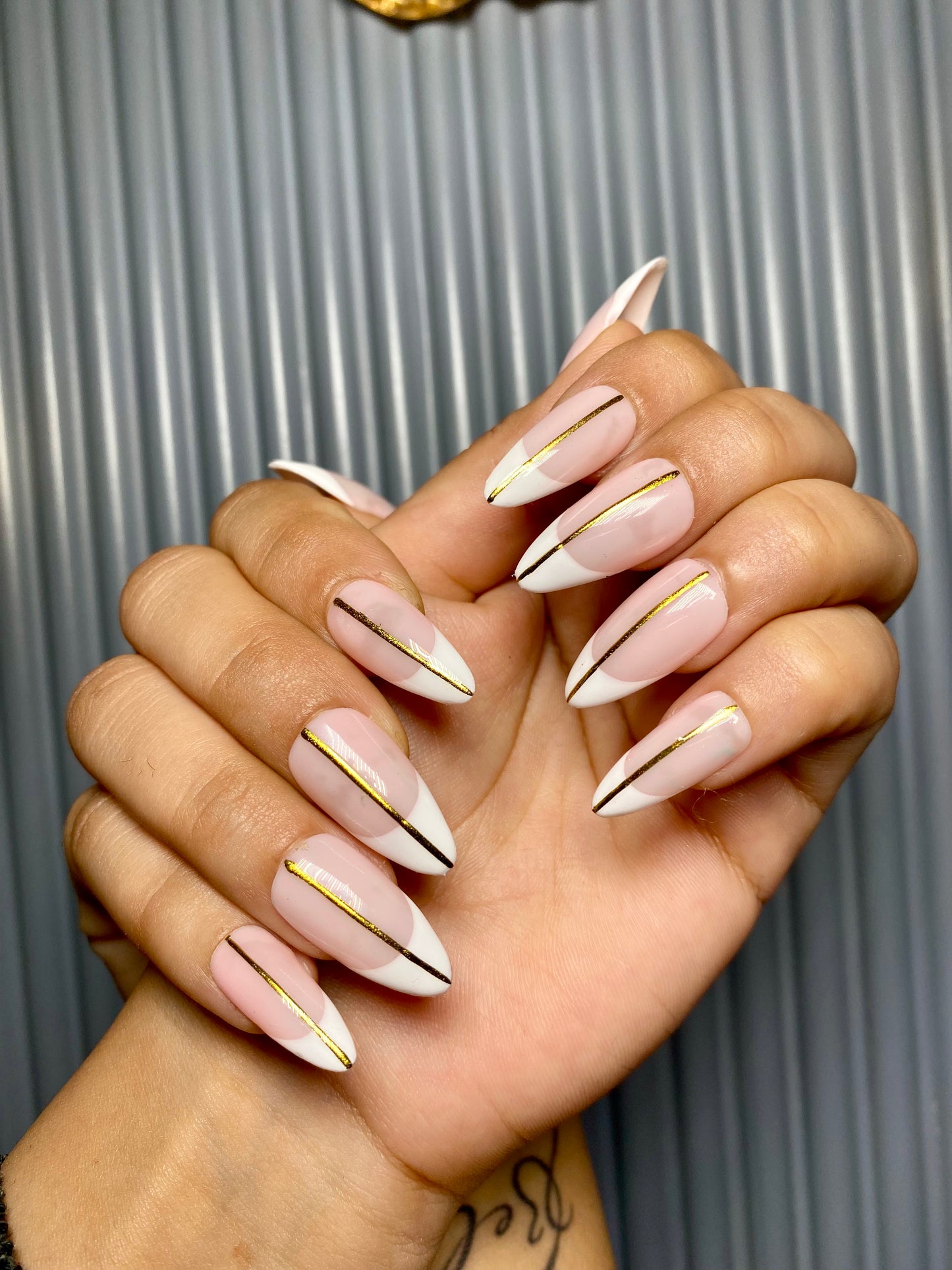 Chrome line french nails
