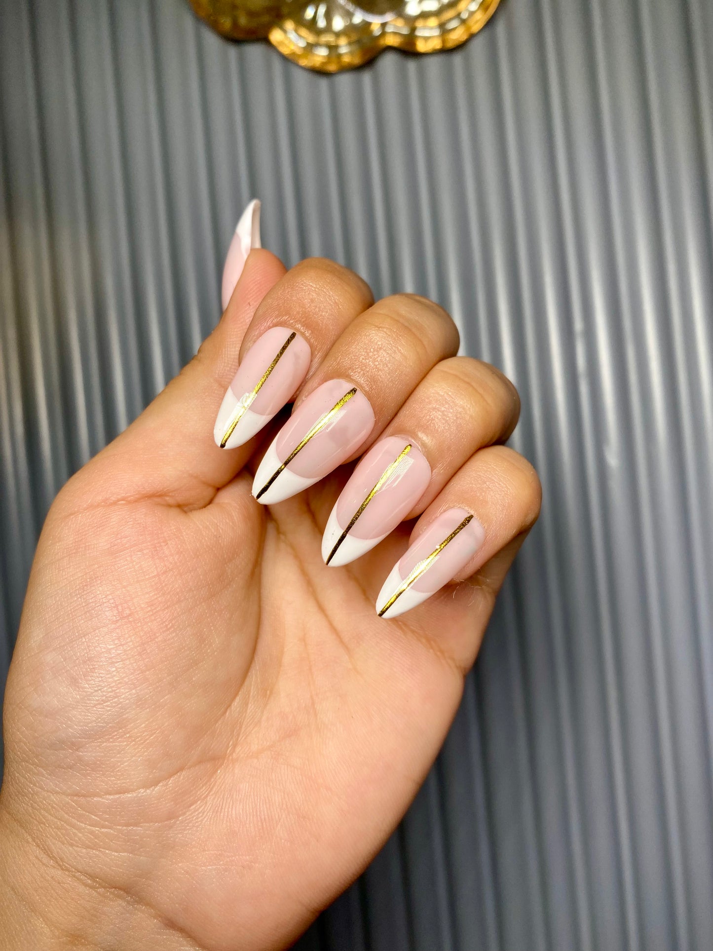Chrome line french nails