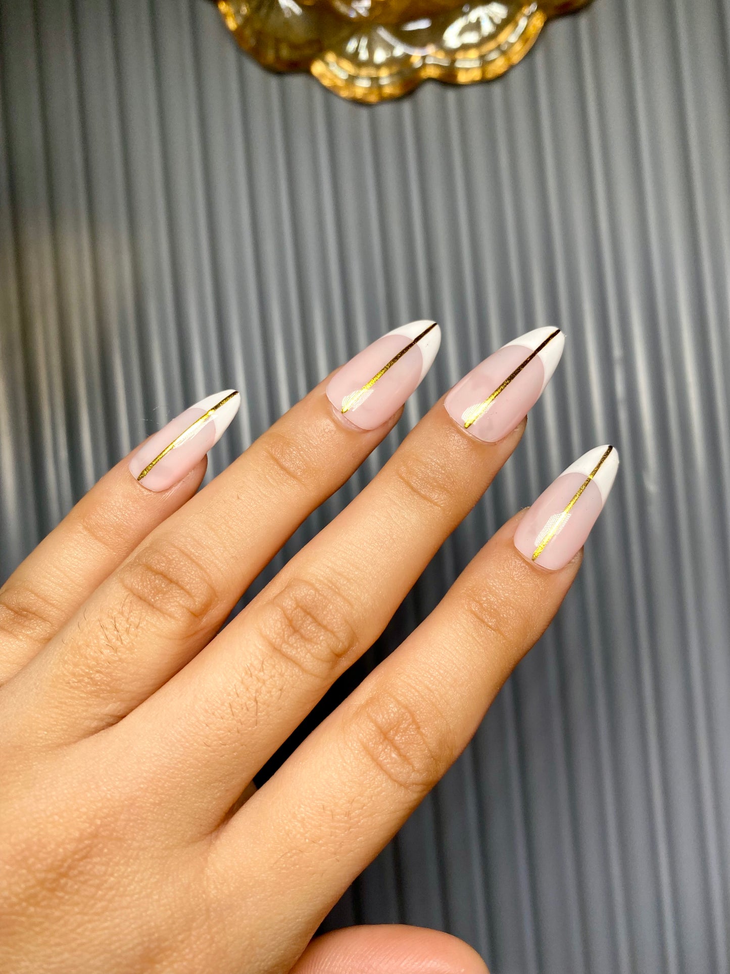 Chrome line french nails