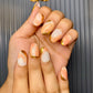 Peach Marble chrome nails
