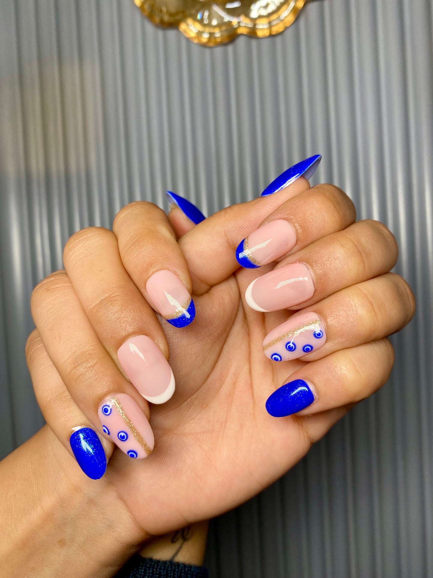 Evil eye french nails
