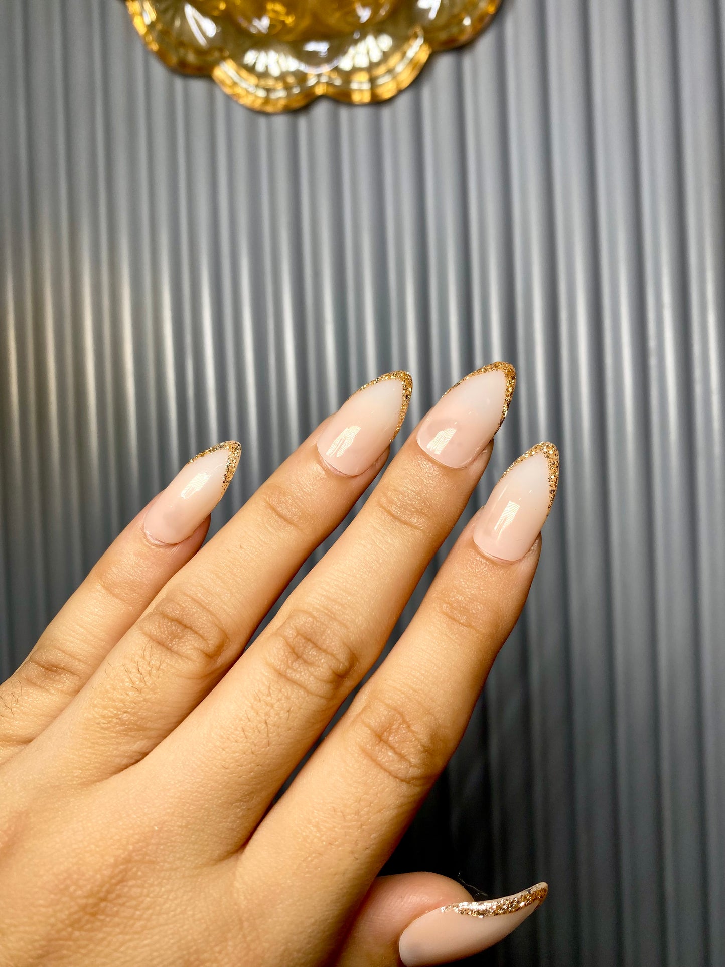 Golden french nails
