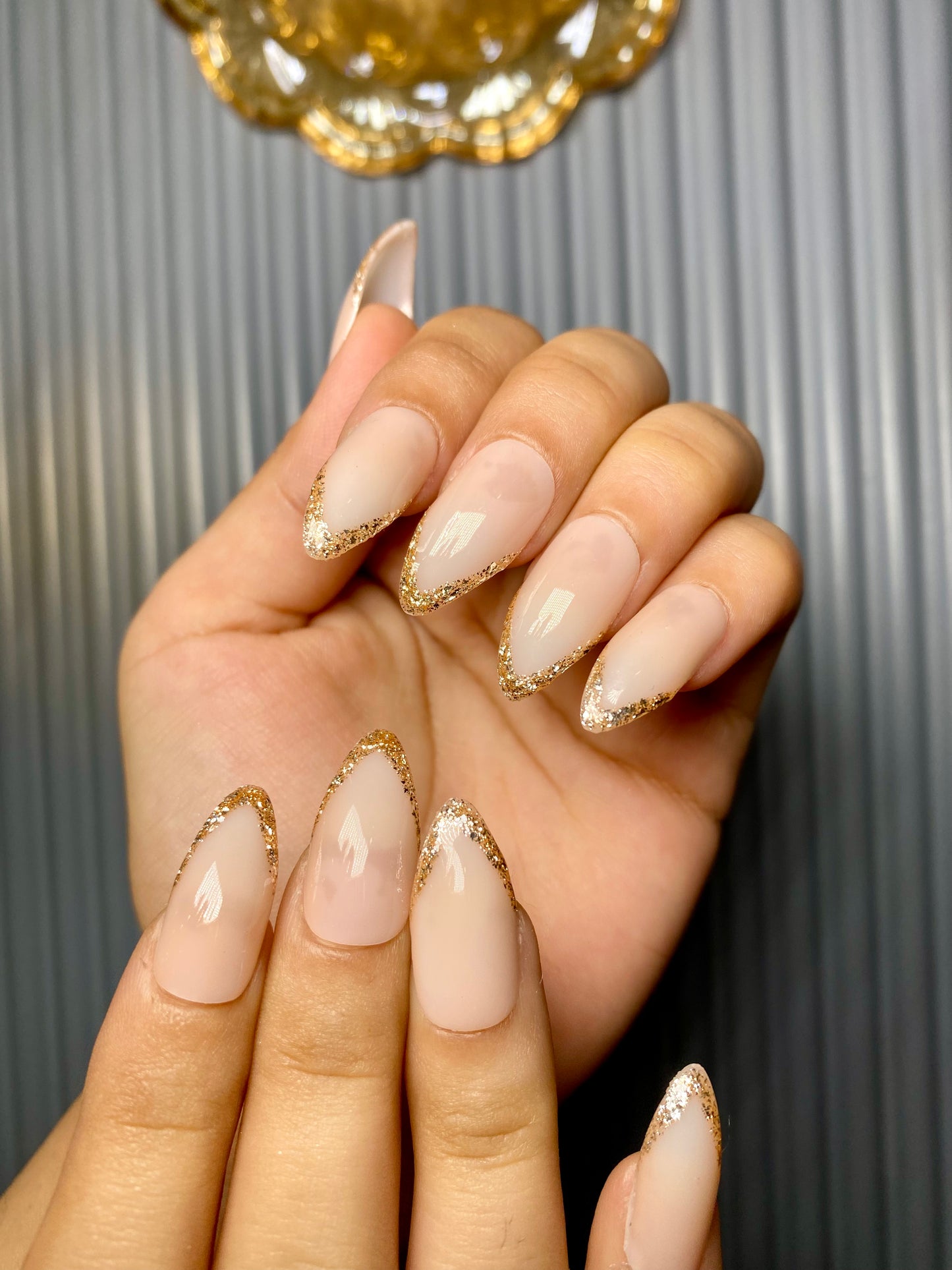 Golden french nails
