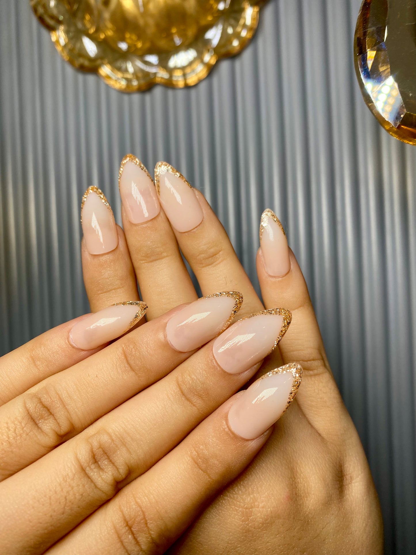 Golden french nails