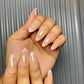 Chrome baby pink french nails