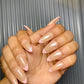 Chrome baby pink french nails