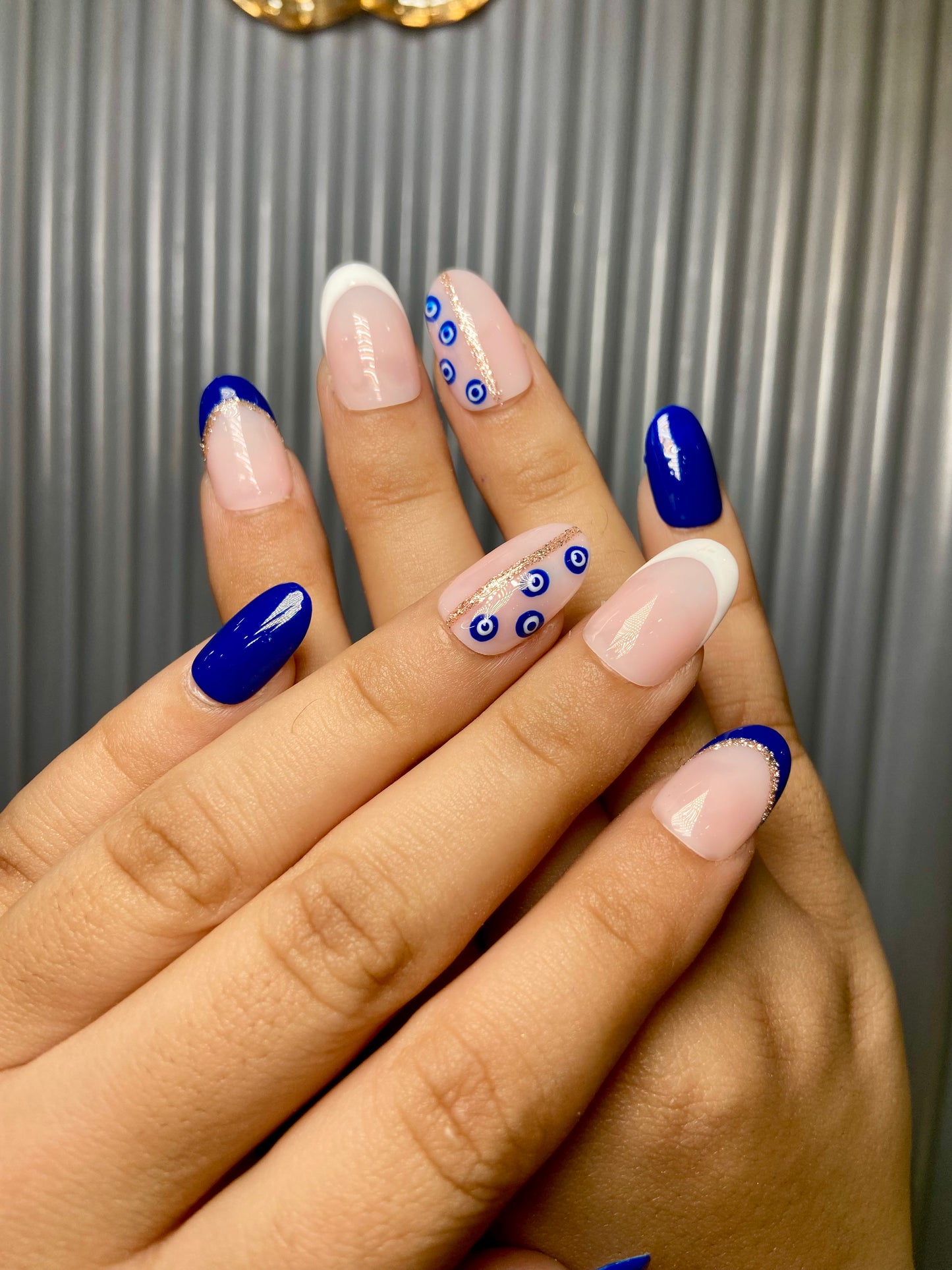 Evil eye french nails