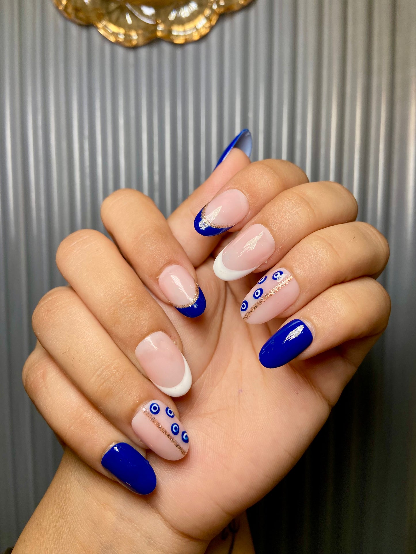 Evil eye french nails