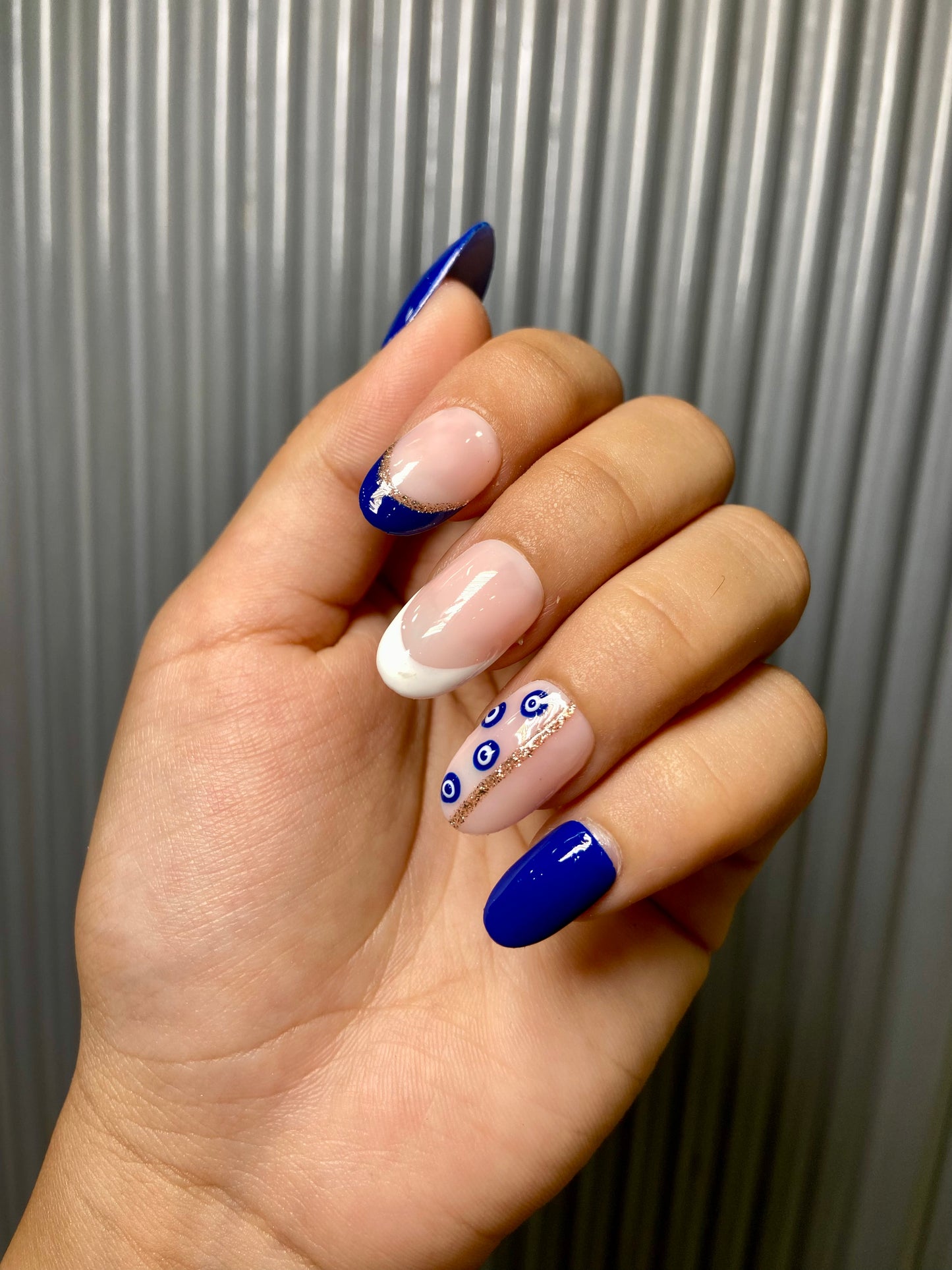 Evil eye french nails