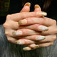 Nude art gold chrome nails