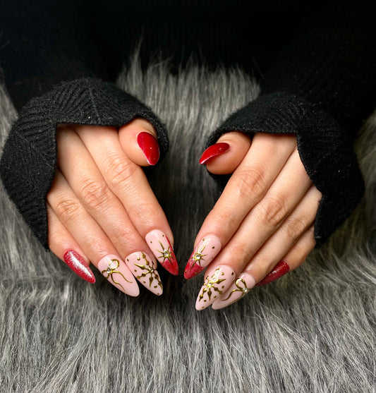 Red gold chrome nails