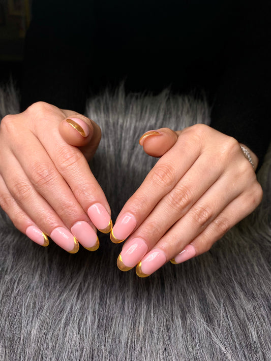 Gold french chrome nails