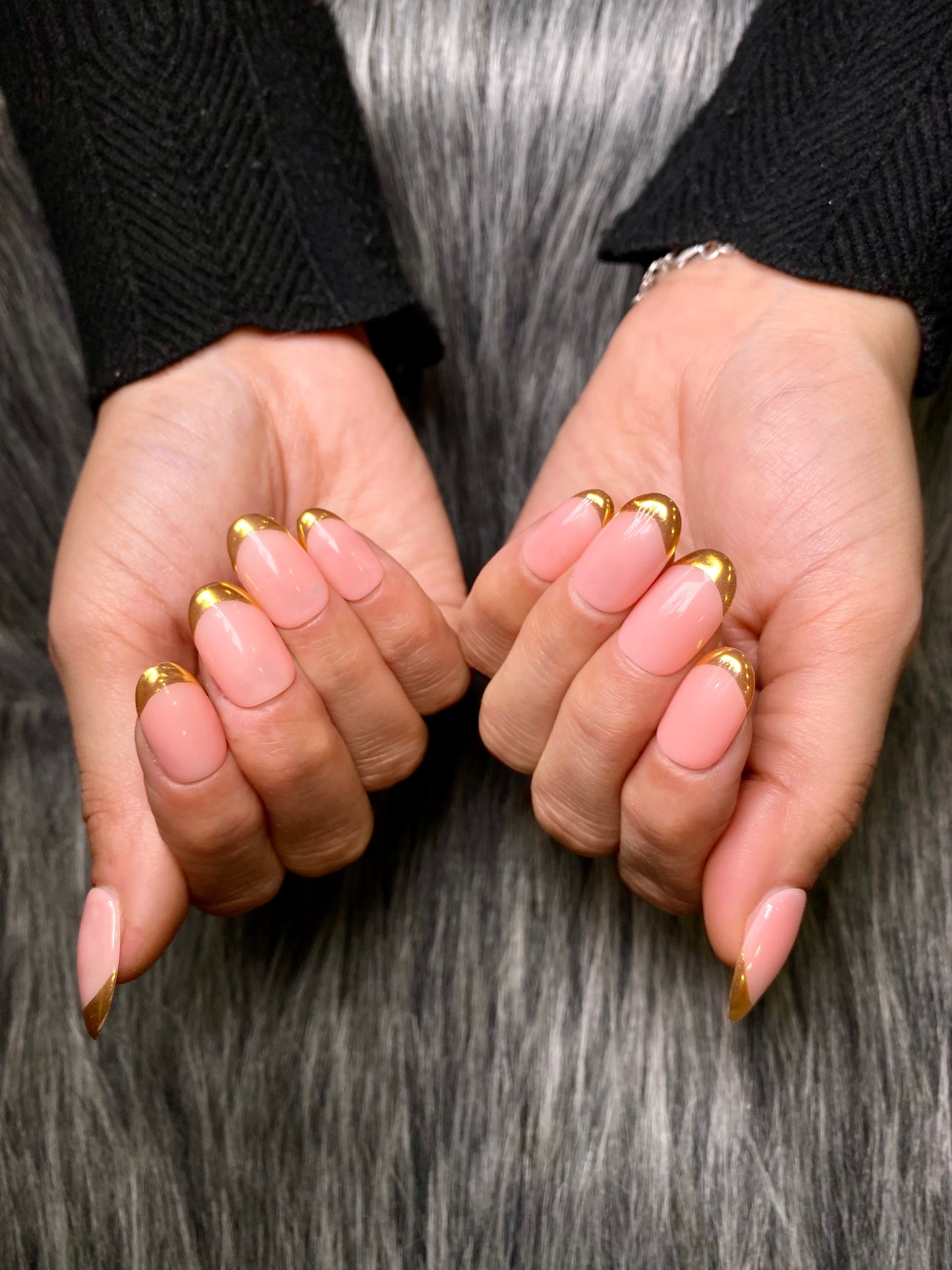Gold french chrome nails
