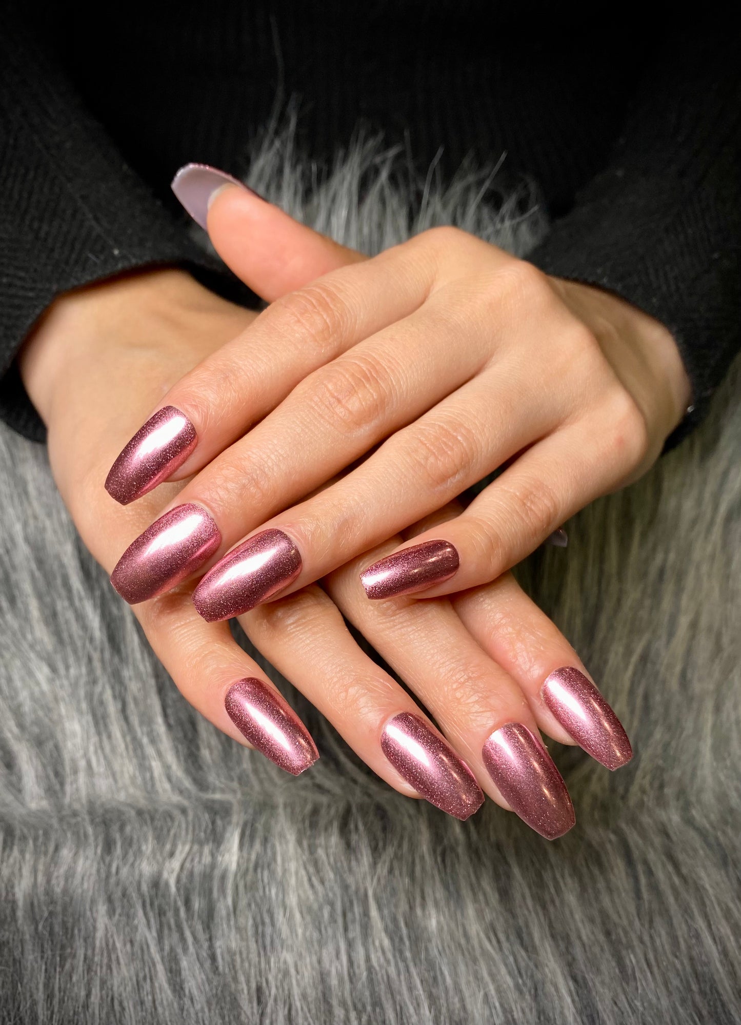 Pink chrome nails