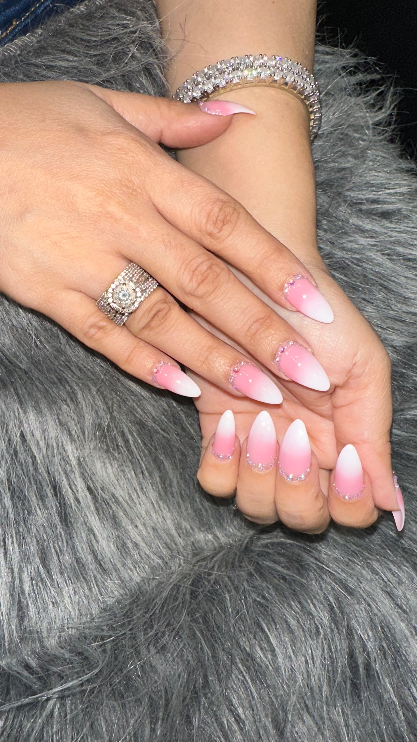 Ombré nails with stones