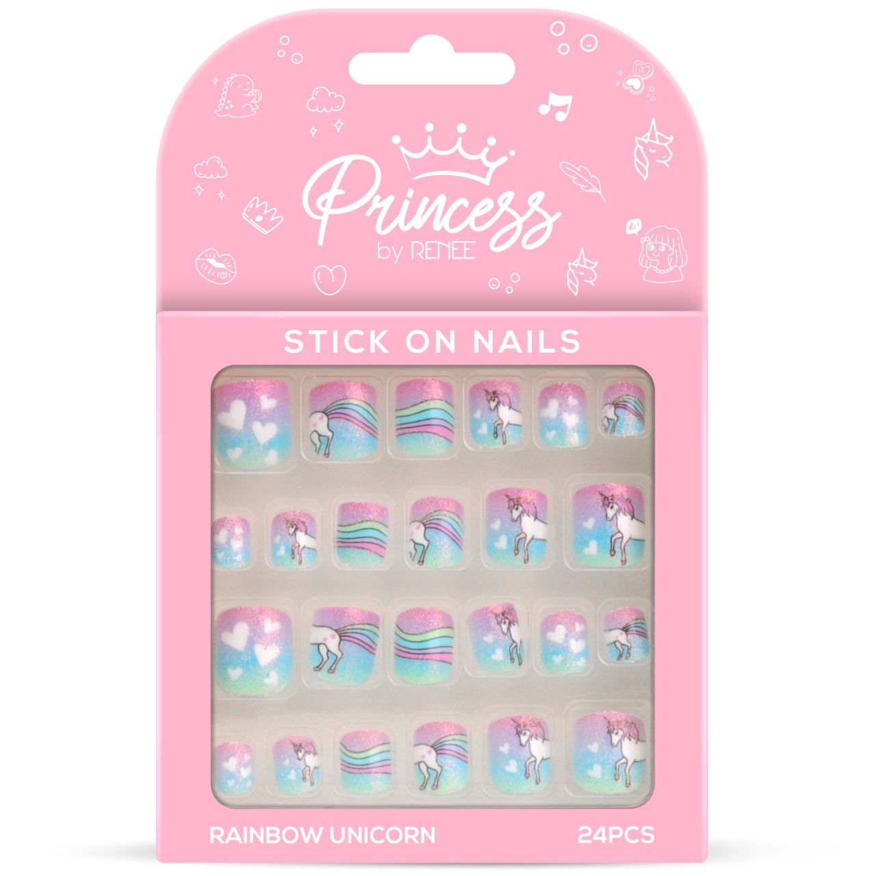 RENEE Princess Stick On Nails Pink Marble
