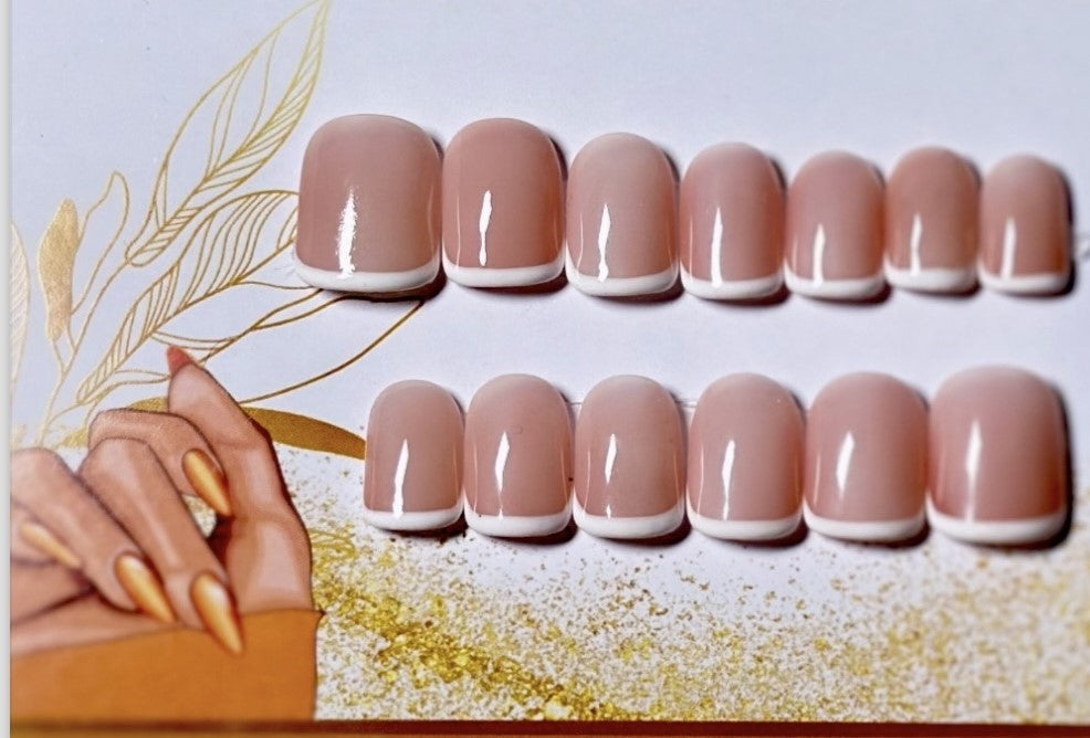 Classic French - Basic French Manicure ! Short Squre