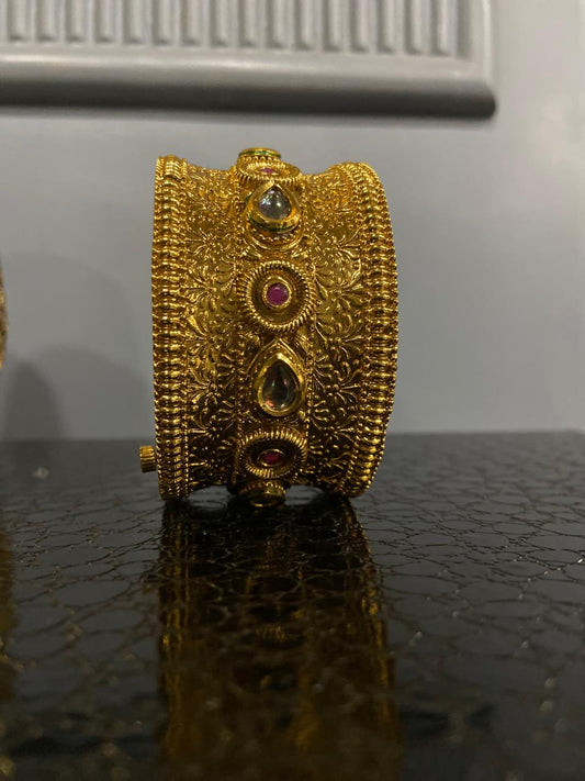 Nawab's Ruby-Emerald Kundan Kada Openable