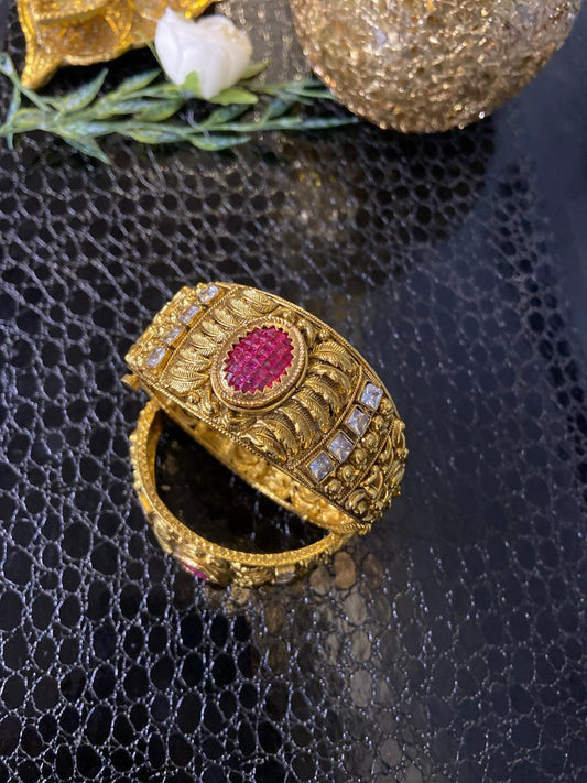 Ruby Elegance Kundan Kada Openable