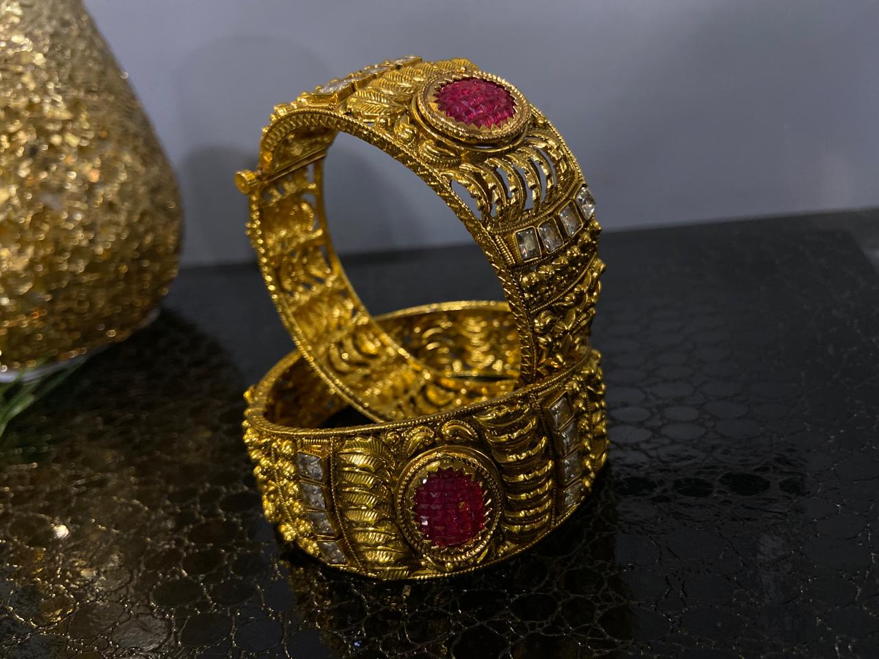 Ruby Elegance Kundan Kada Openable