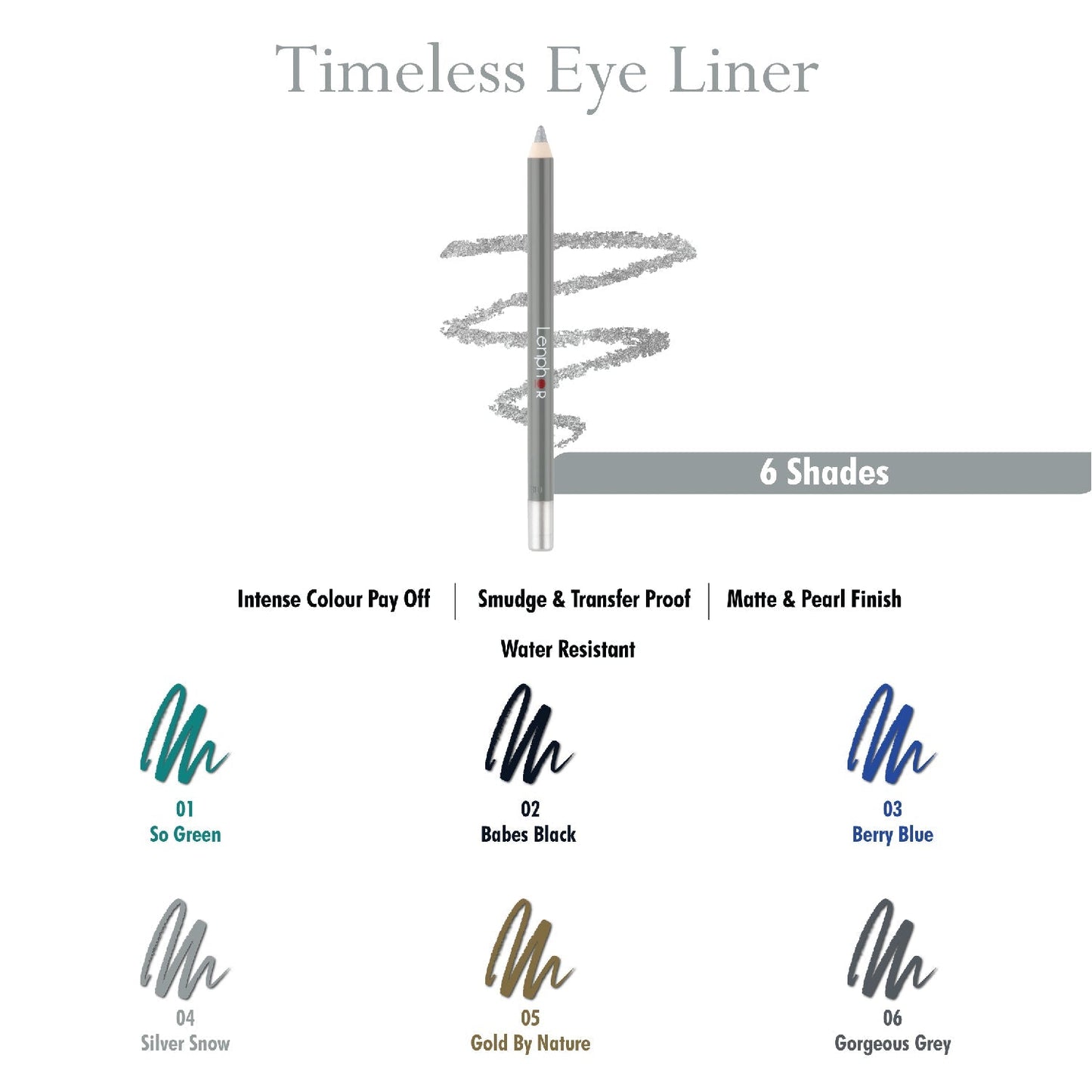 Buy Waterproof Pencil Eyeliner in 6 Shades – Timeless - Lenphor