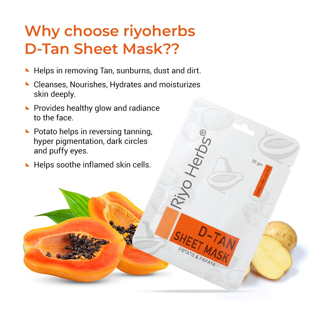 Riyo Herbs D-Tan Face Sheet Mask (Potato & Papaya)