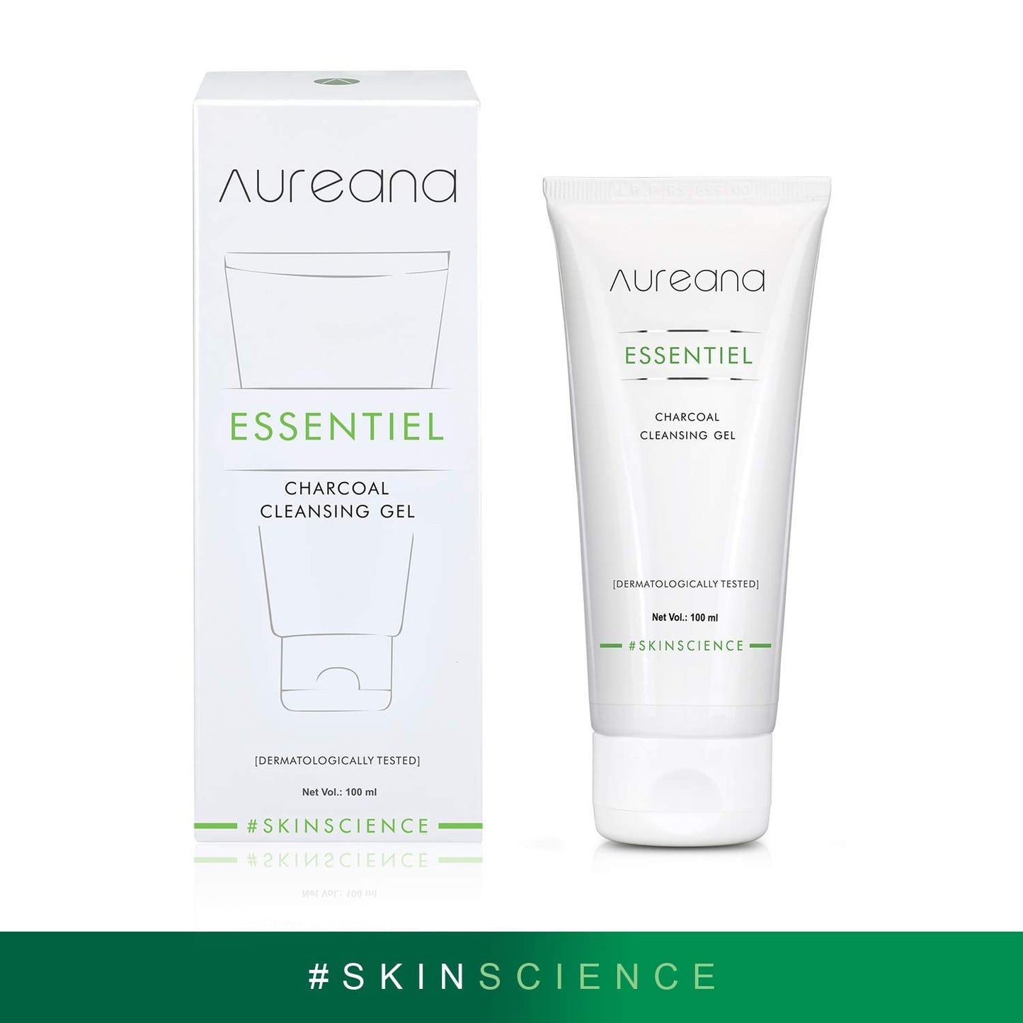 Aureana Essentiel Charcoal Cleansing Gel, 100ml,100% Veg, Sulphate Free, Paraben Free, Hypoallergenic, Dermatologically Tested, Efficacious Formula and Skin-friendly
