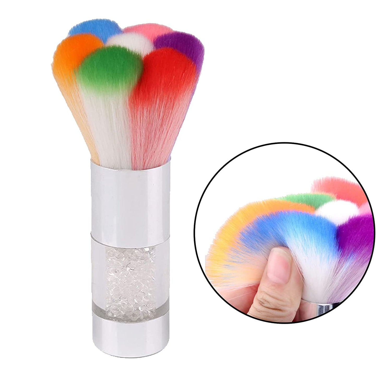 Colorful Fingernail Nail Art Dust Brush Rhinestones Remover Powder Brush Cleaner For Acrylic&UV Nail Gel Powder Nail Art Dust Remover Brush,Silver