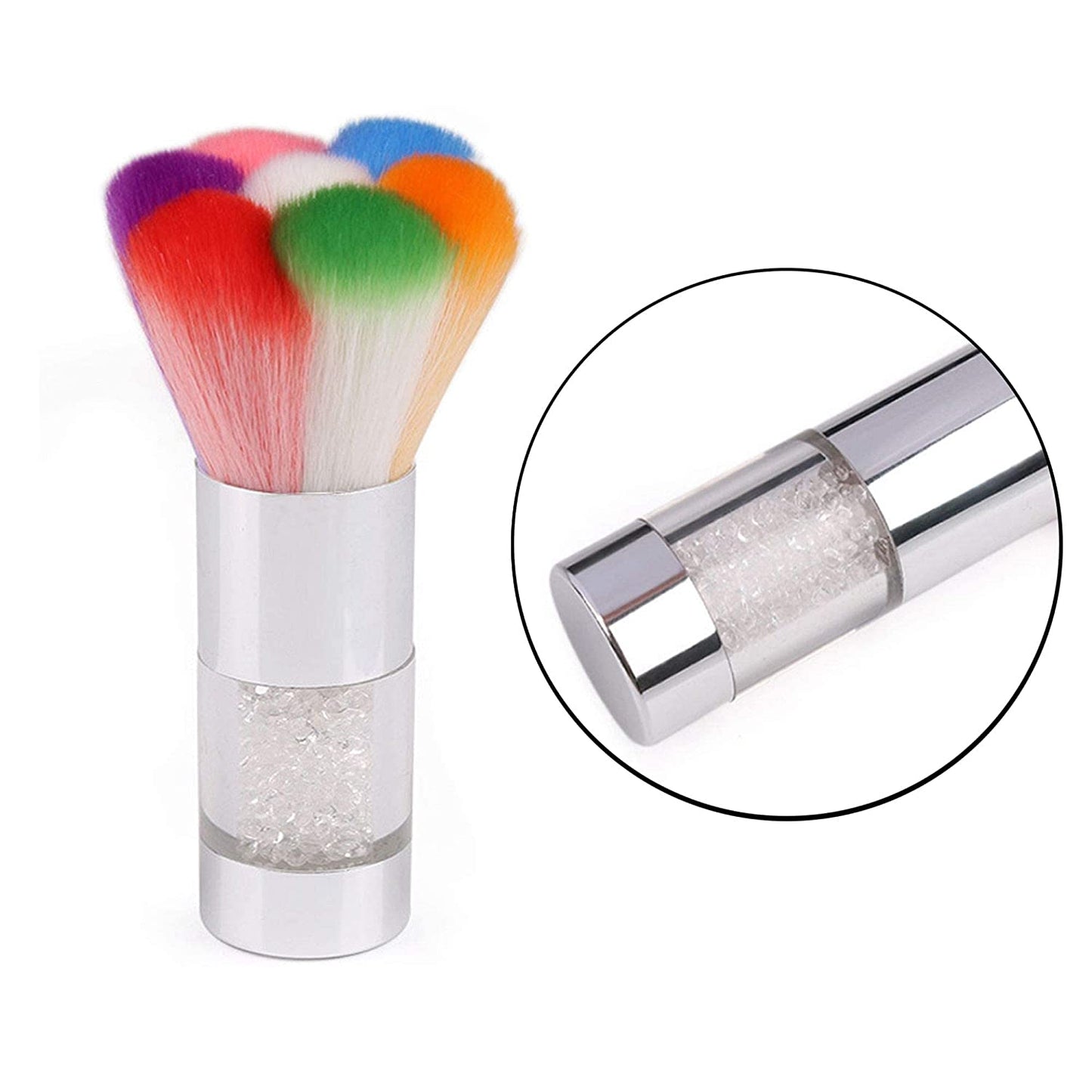 Colorful Fingernail Nail Art Dust Brush Rhinestones Remover Powder Brush Cleaner For Acrylic&UV Nail Gel Powder Nail Art Dust Remover Brush,Silver